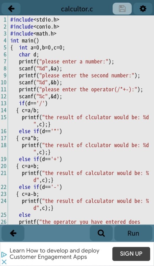 A simple calculator for two integer numbers