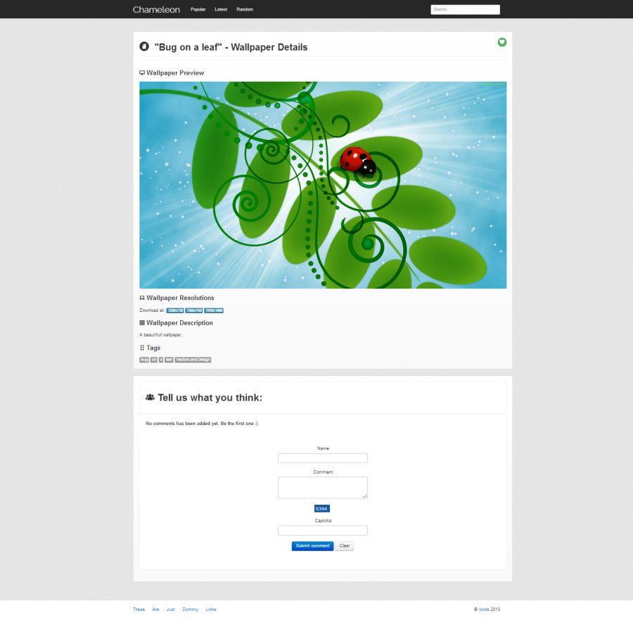 PHP Chameleon - Wallpapers platform web app template