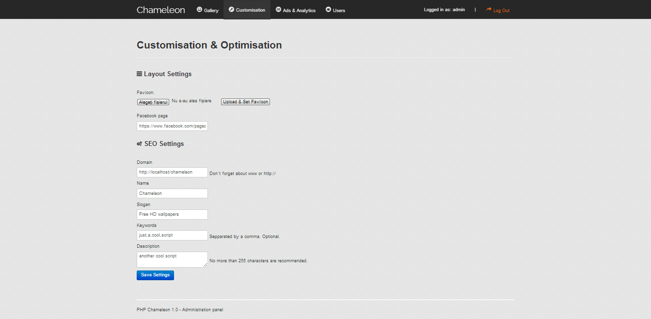 PHP Chameleon - Wallpapers platform web app template