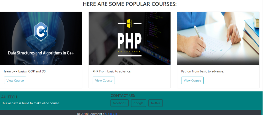 Responsive landing website page