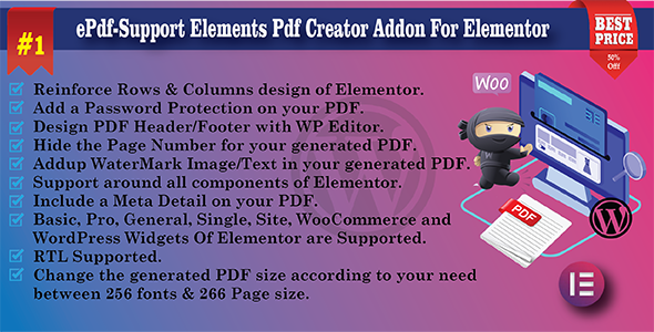 ePdf-Support Elements Pdf Creator Addon For Elementor