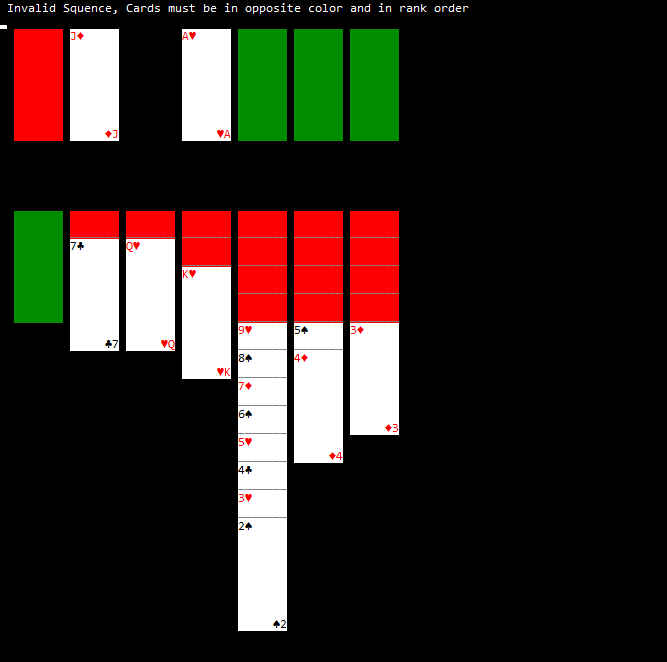 Solitaire Game Build on C++ Console Window
