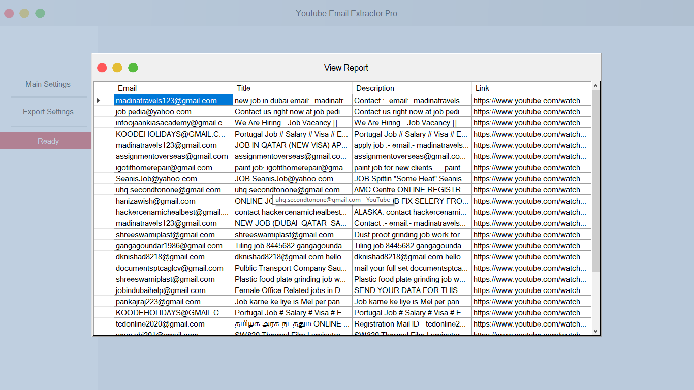 Youtube Email Extractor & Scraper