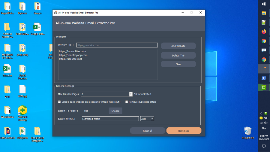 All-in-one Websites eMails Extractor Pro