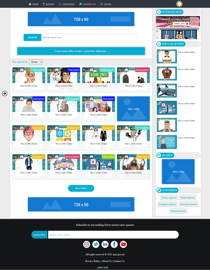 Quiz-Pro Script for managing personality Quizzes