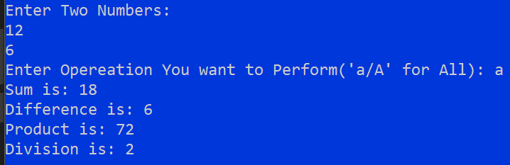 BASIC CALCULATOR from Programming Fundamentals in C++