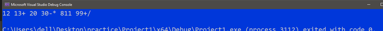 MATHEMATICAL EXPRESSION CONVERTER INFIX to POSTFIX using STACK from DSA in C +.