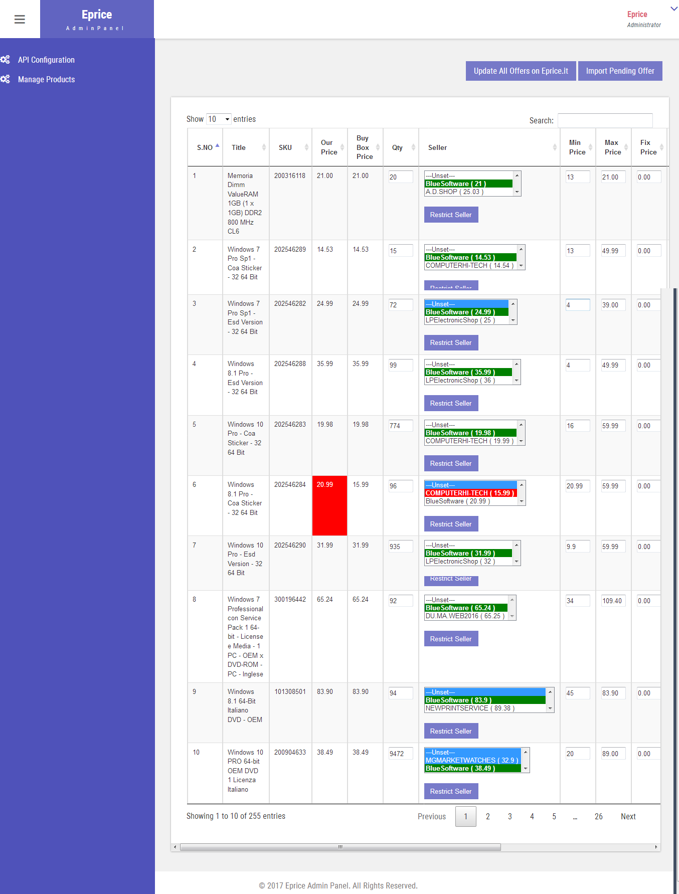 Automatic Eprice Repricing script