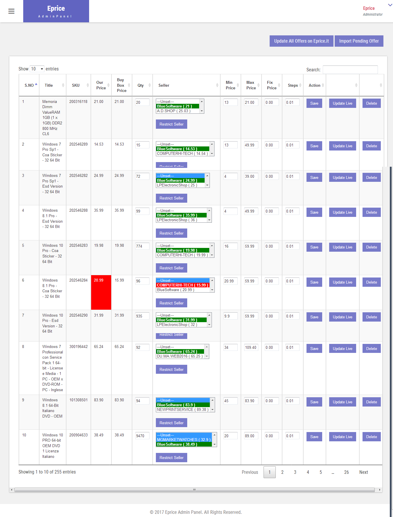 Automatic Eprice Repricing script