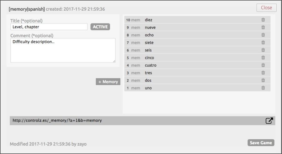Memory Card Education Game with Admin