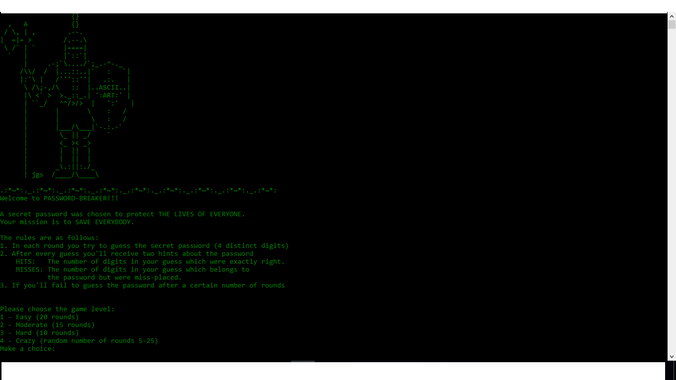 Cracking Password Game- Made In C