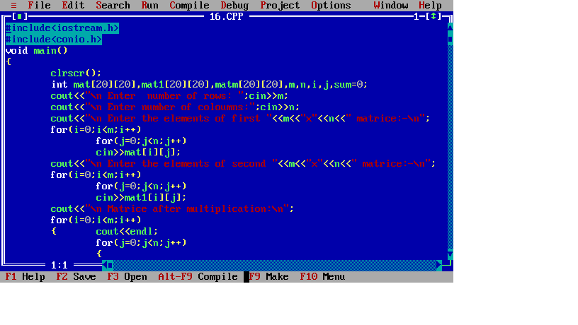 c++ program for matrices multiplication