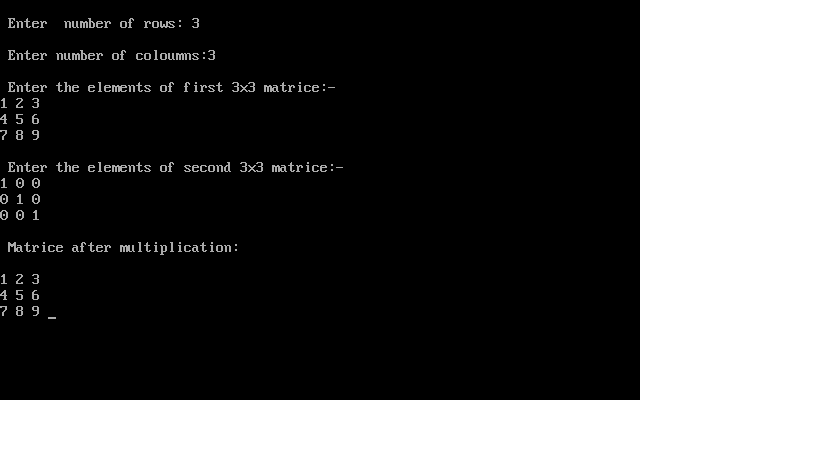 c++ program for matrices multiplication