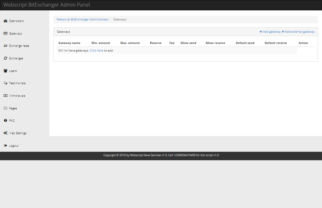 WEBSCRIPT BITEXCHANGER v1.0 Php script