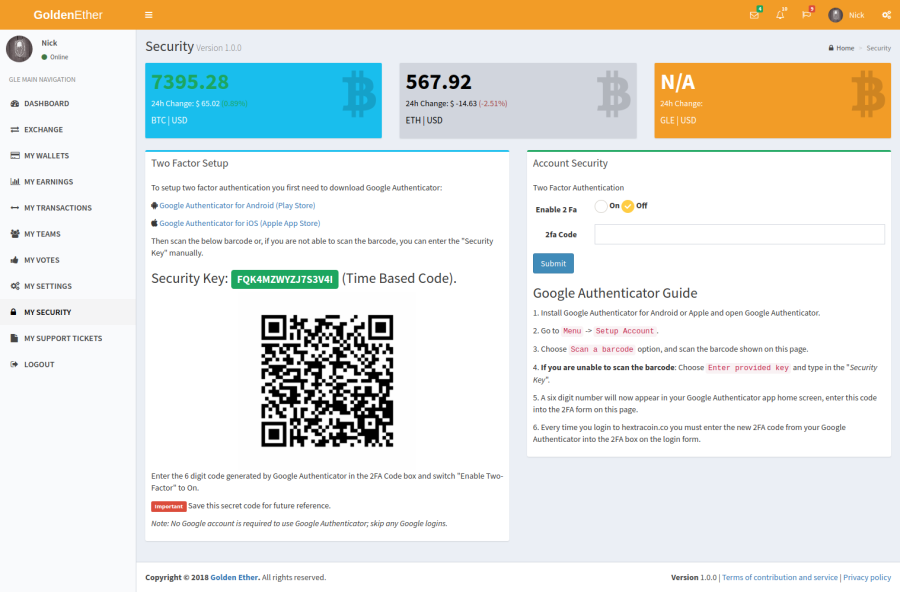 GLE ICO Dashboard