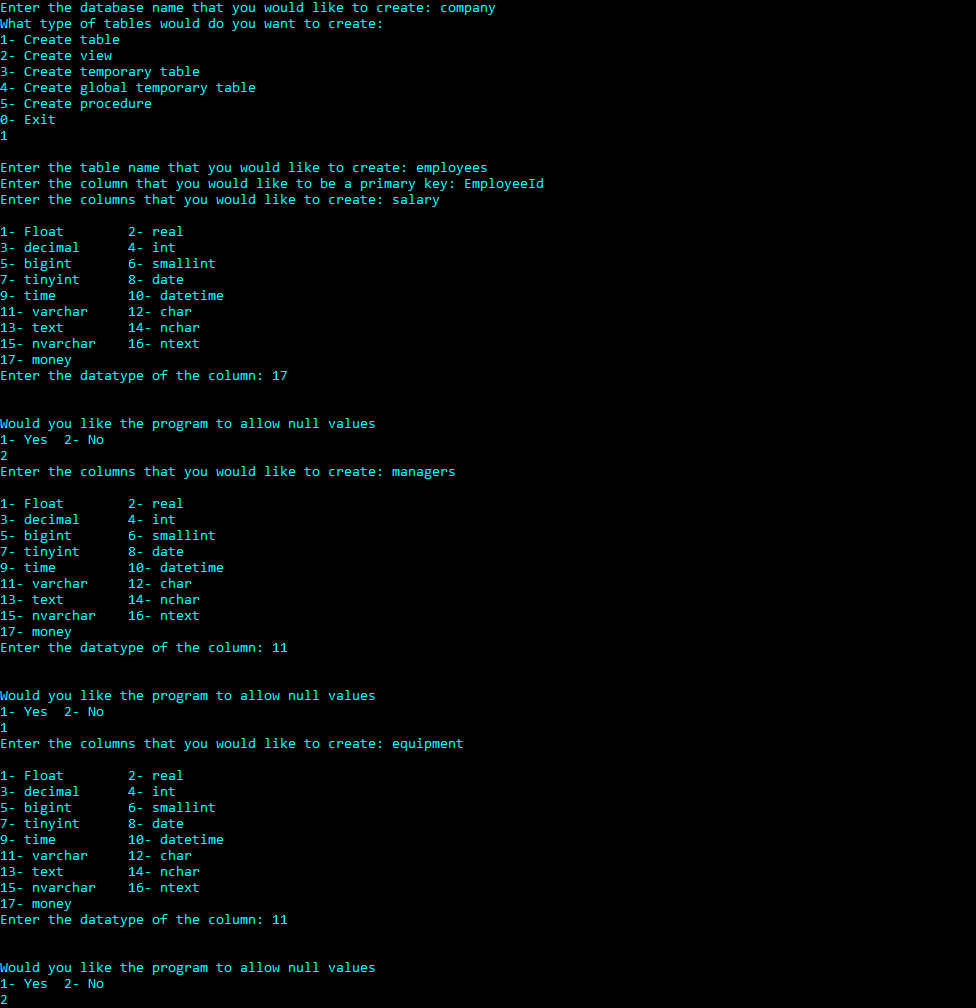 Database Structure Creator