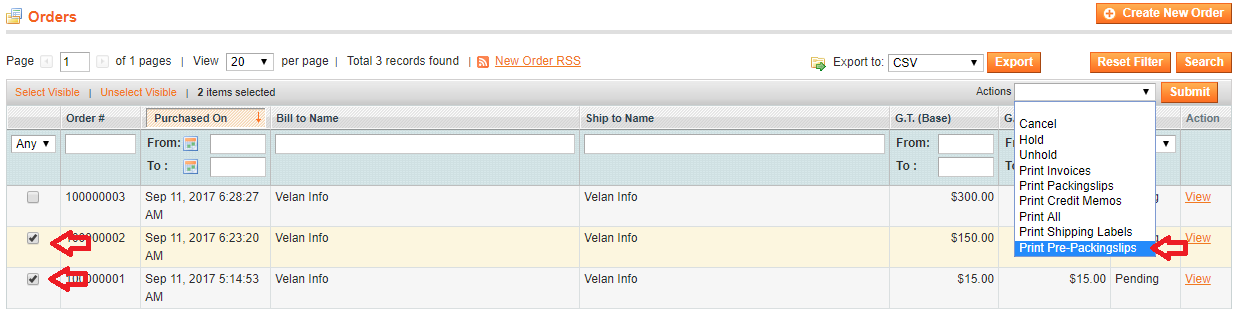 Pre Packing Slips - Magento 1