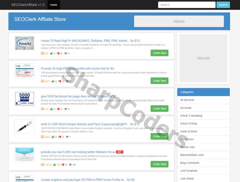 SEOClerks Affiliate Store (Responsive) 2017