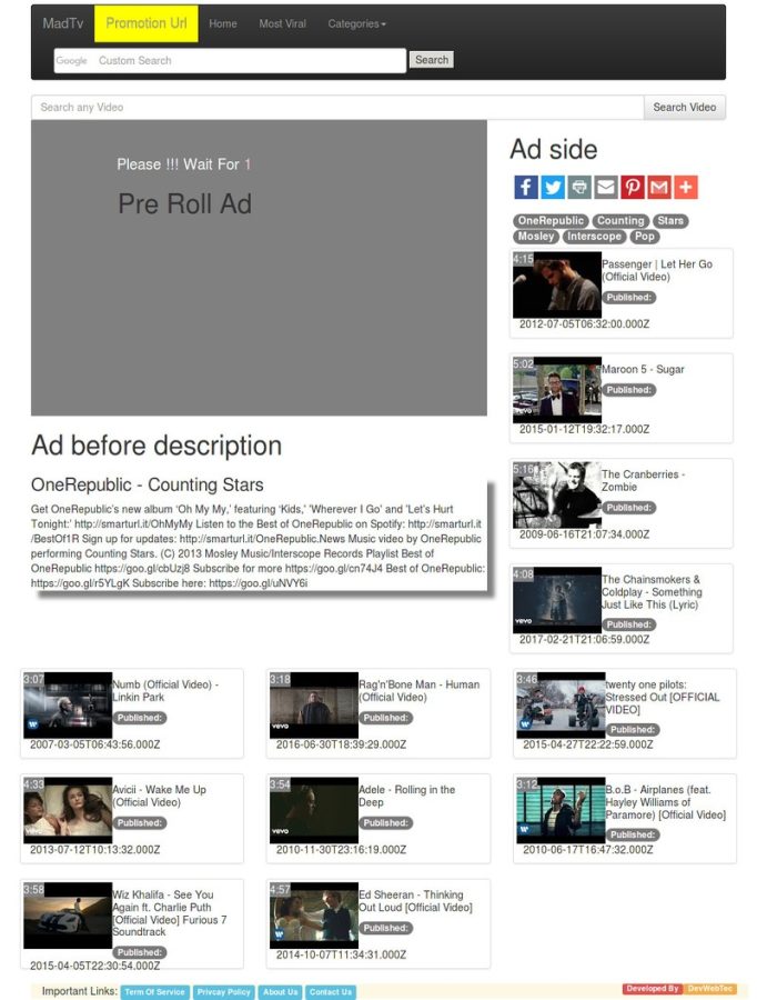 Madtv youtube api video engine