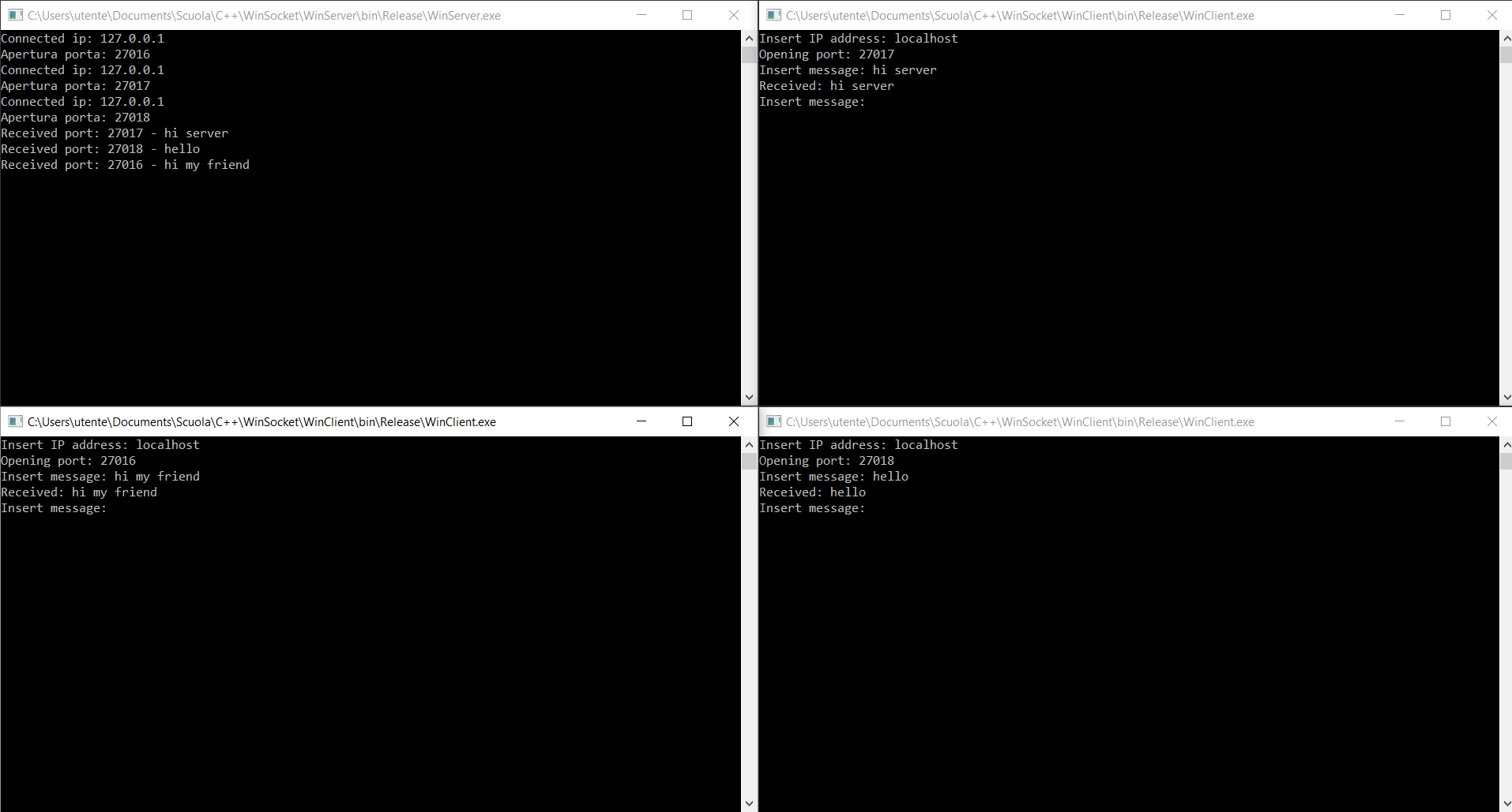 Client Server System programmed in C/C++ with codeblocks