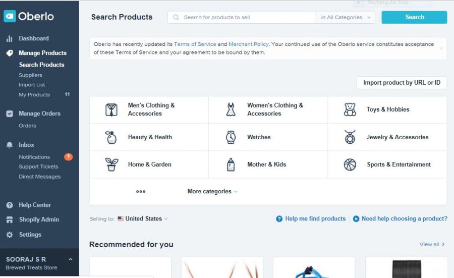 Create a Shopify Dropshipping site