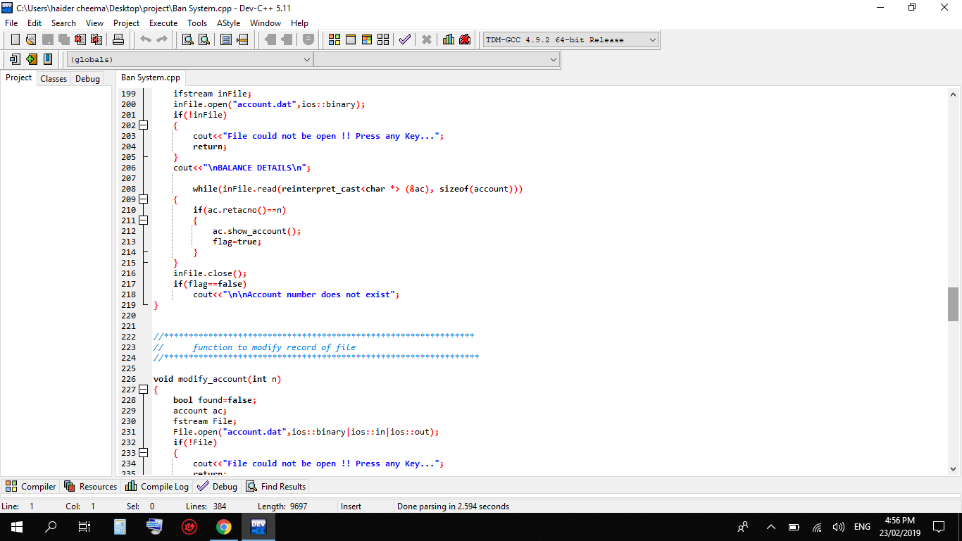 object oriented programing code bank system code created in dev c++  