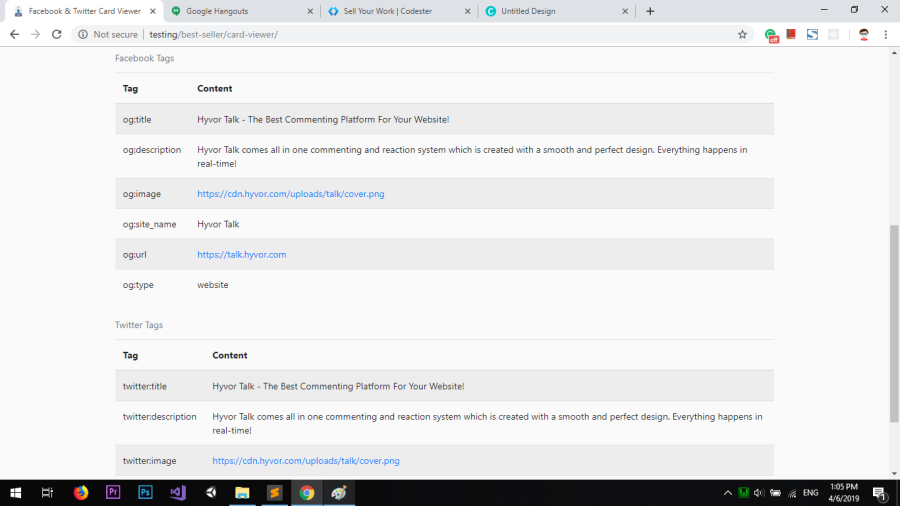 Facebook & Twitter Card Viewer