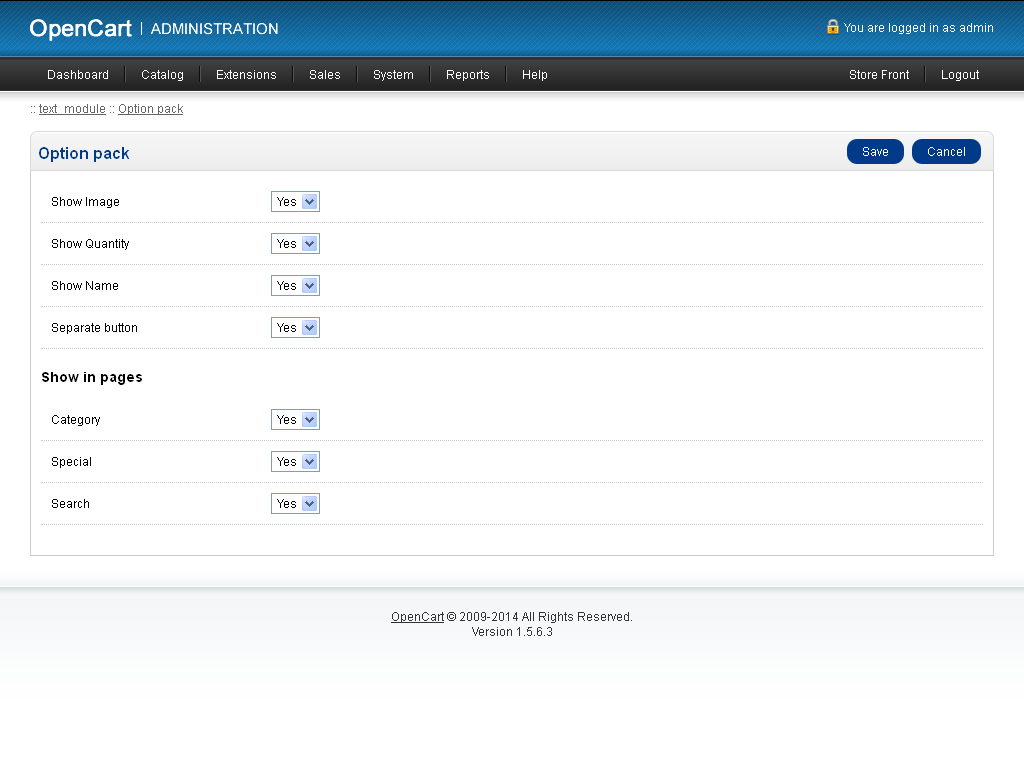 Option Pack for OpenCart