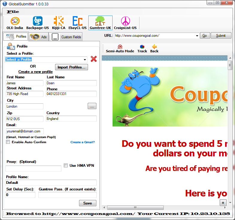 Gumtree submission software