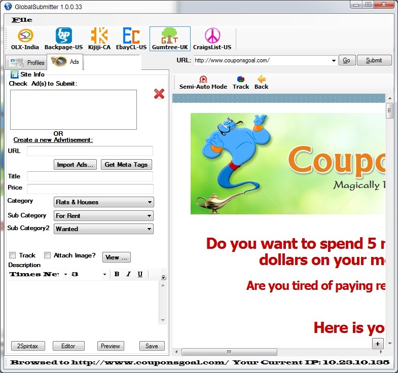 Gumtree submission software