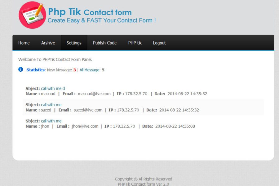 Phptik Contact form