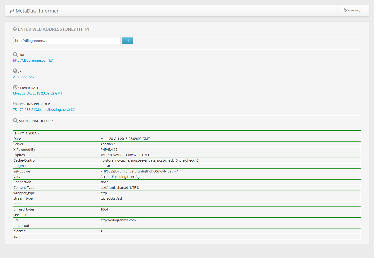 Web Service MetaData Informer
