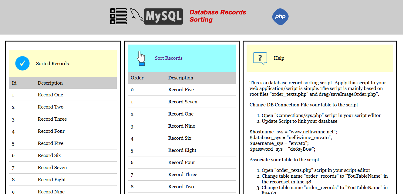 MySQL Drag and Drop Record Sorting (PHP)