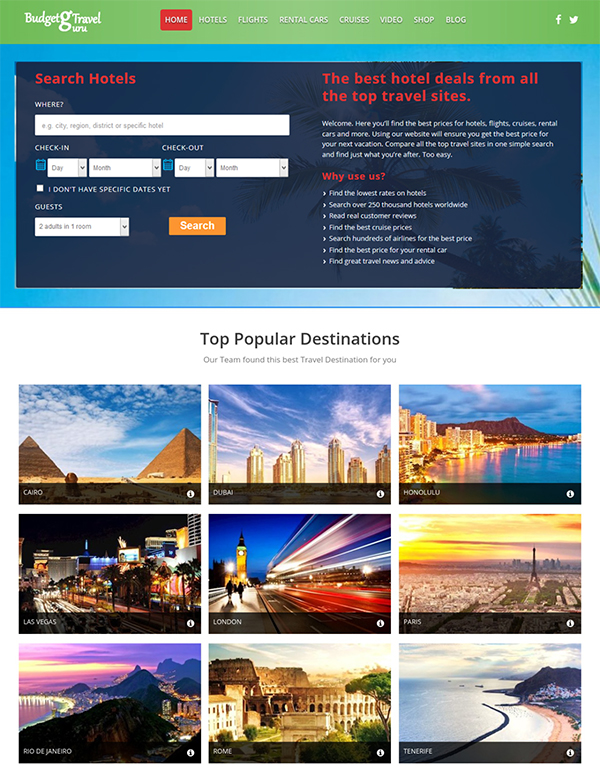 Full Automated wordpress Hotel, Flight, Cruises, Rental Cars & Amazon Store Search Engine Script