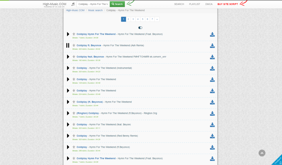 Free Mp3 Music Script grabber from vk.com