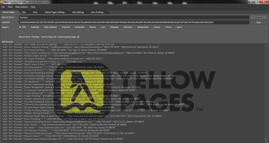 Email Scraping Software - Yellowpages, Yelp and more!