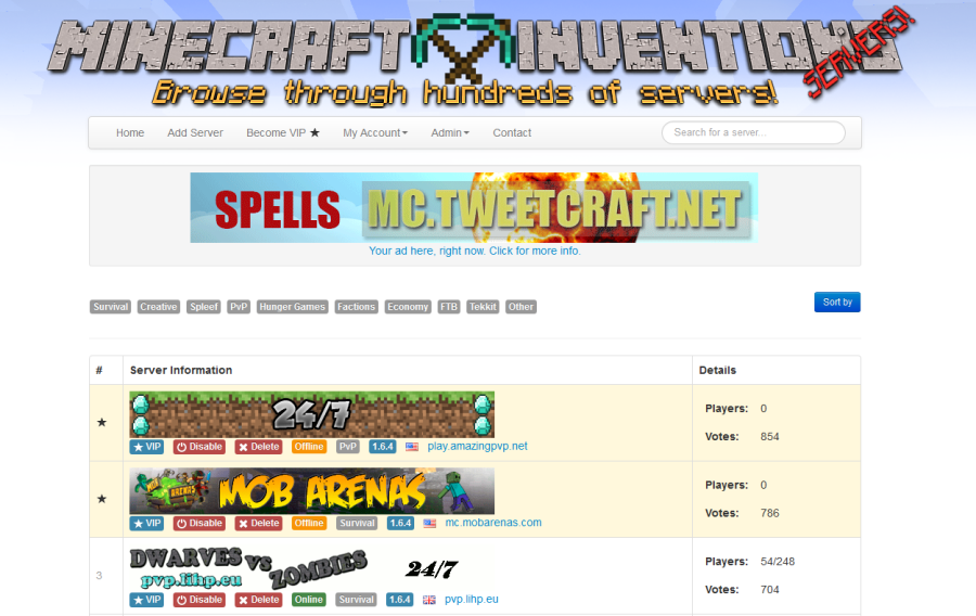 Minecraft Servers' Status List