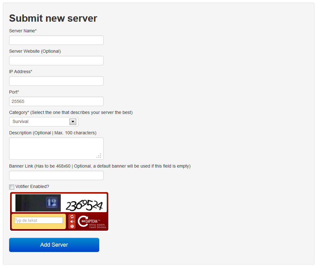 Minecraft Servers' Status List