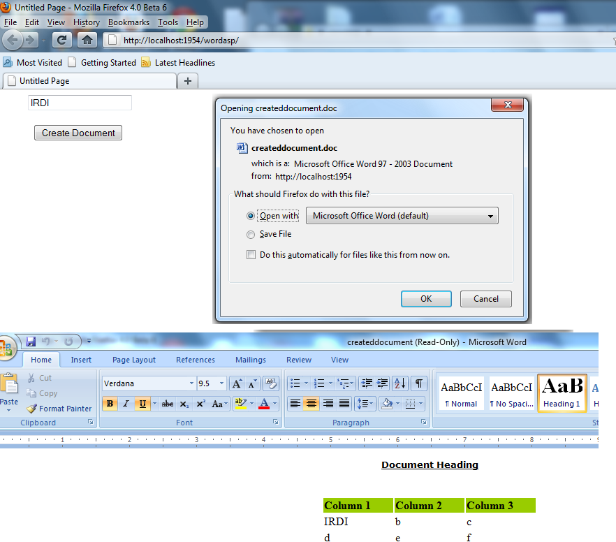 c sharp create word document