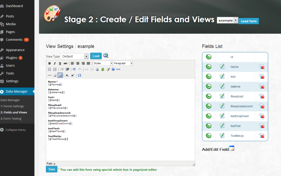 Wordpress Data Manager