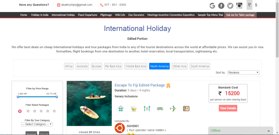 Tour & Travel Website with Admin Panel