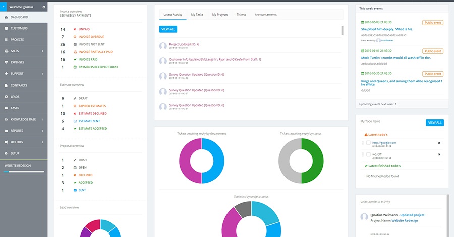 develop ADVANCE CRM and project management for company and business