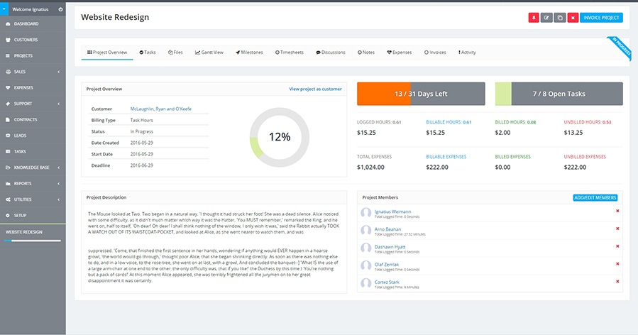 develop ADVANCE CRM and project management for company and business