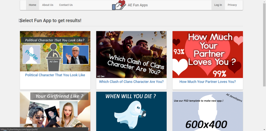 AE - Facebook Fun Apps Website