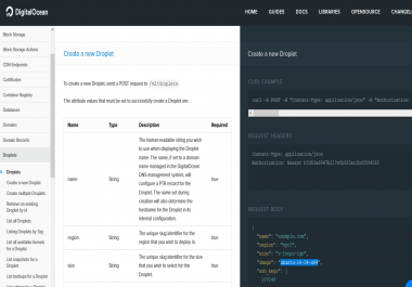 Digitalocean. com droplets manager create get and delete