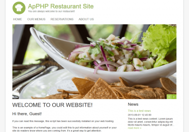 PHP Restaurant Menu Online Site