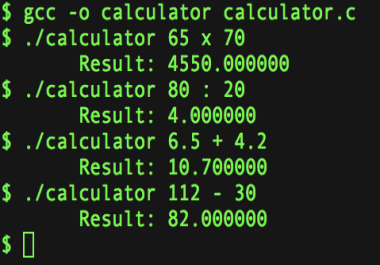 Command prompt calculator made in C