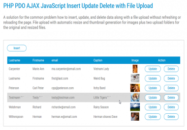 PHP PDO AJAX JavaScript Insert Update Delete with File Upload