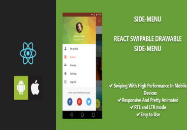 React Swipeable,  Touchable Side-Menu