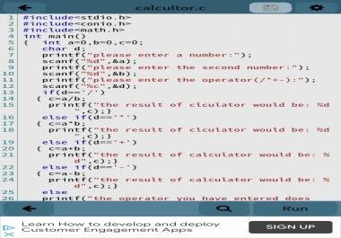 A simple calculator for two integer numbers